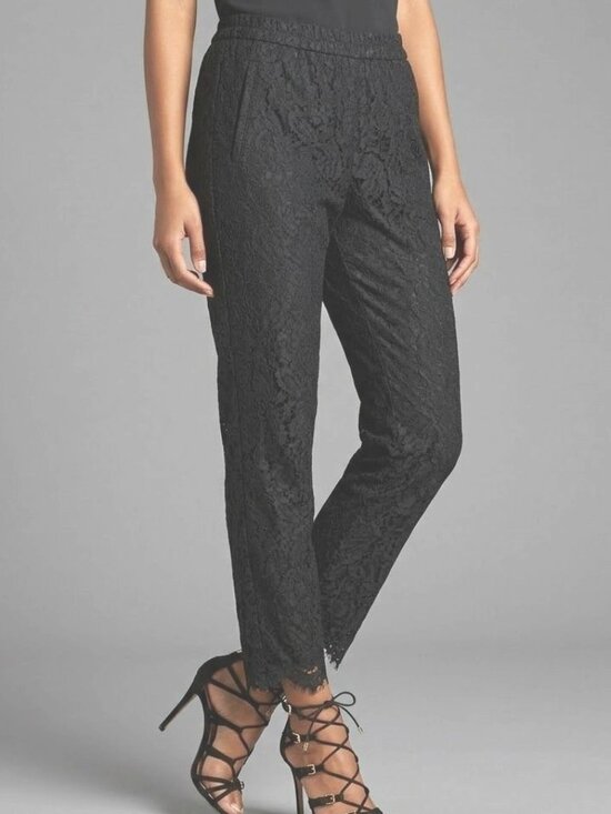 J.Crew Pants - J.Crew Womens Black Lace Crop Pants Size 6 Whimsy Slim Fit